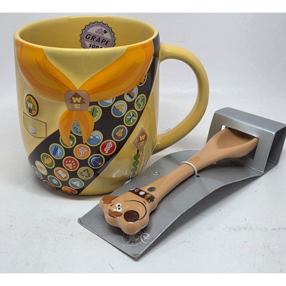 New Disney Up Russell and Dug Ceramic Coffee 17oz Mug and Spoon Set